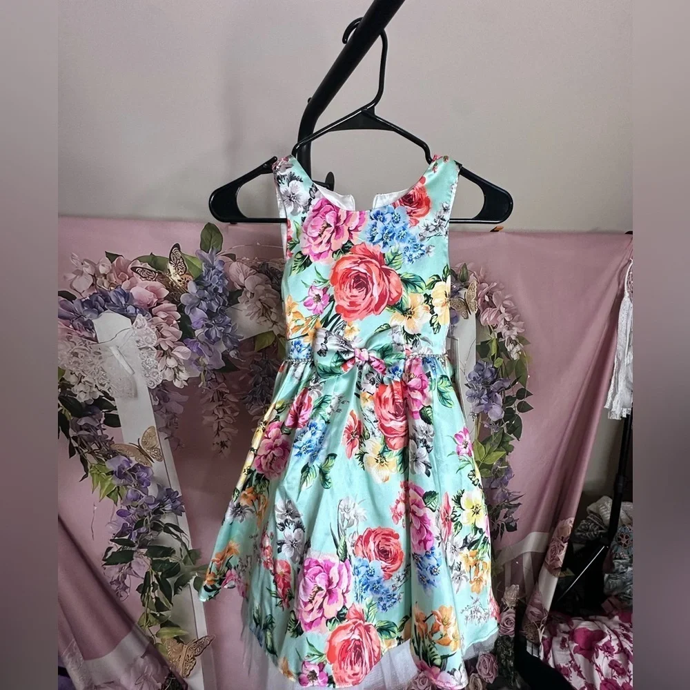 Couture Princess Mint Green Floral Girls Dress, NWT, Size 8
